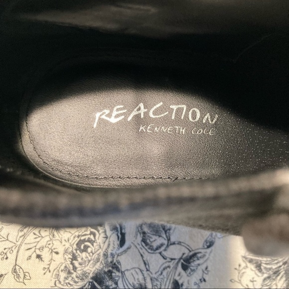 KENNETH COLE Reaction Sz 9 Fabric Leather 3.5” Stacked Heel Ankle  Booties - Picture 6 of 13